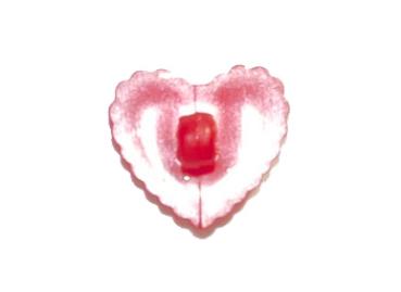 Kids button as a heart made of plastic in red 14 mm 0,55 inch